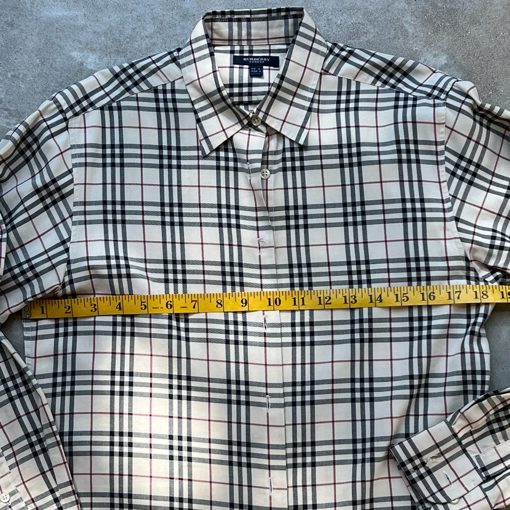 Burberry Beige and Black Plaid Button Down Shirt - Picture 4 of 12